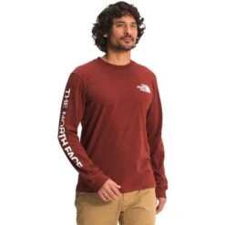 The North Face Long Sleeve The North Face Sleeve Hit Tee Men's -Bob's Sports Chalet 101294 BRICK HOUSE RED m