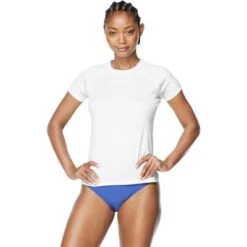 Speedo Short-Sleeve Swim Tee Women's -Bob's Sports Chalet 101715 WHITE m