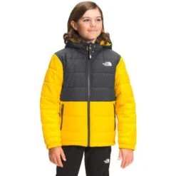 The North Face Reversible Mount Chimbo Full-Zip Hooded Jacket Boys' -Bob's Sports Chalet 103748 LIGHTNING YLW m