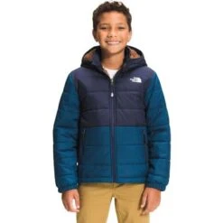The North Face Reversible Mount Chimbo Full-Zip Hooded Jacket Boys' -Bob's Sports Chalet 103748 MONTEREY BLUE m