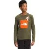 The North Face Graphic Long Sleeve Tee Boys' -Bob's Sports Chalet 103853 BURNT OLIVE GRN m
