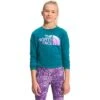 The North Face Long Sleeve Graphic Tee Girls' 1 The North Face Long Sleeve Graphic Tee Girls' -Bob's Sports Chalet 103854 DEEP LAGOON m