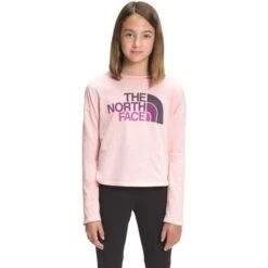 The North Face Long Sleeve Graphic Tee Girls' -Bob's Sports Chalet 103854 PEACH PINK m