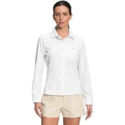 The North Face First Trail UPF Long Sleeve Button Up Shirt Women's 7 The North Face First Trail UPF Long Sleeve Button Up Shirt Women's -Bob's Sports Chalet 105467 TNF WHITE m