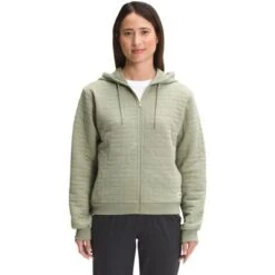 The North Face Longs Peak Quilted Full Zip Hoodie Women's -Bob's Sports Chalet 105478 TEA GREEN WHITE HTHR m