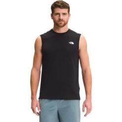 The North Face Wander Sleeveless Shirt Men's -Bob's Sports Chalet 105522 TNF BLACK m