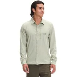The North Face First Trail UPF Long Sleeve Button Up Shirt Men's -Bob's Sports Chalet 105524 TEA GREEN m