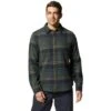 Mountain Hardwear Plusher Long Sleeve Shirt Men's -Bob's Sports Chalet 108136 BLKSPRUCE BONFIREPLD m