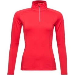 ROSSIGNOL W CLASSIQUE 1/2 ZIP BASELAYER -Bob's Sports Chalet 109554 SPORTS RED m