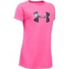 Under Armour Big Logo Short Sleeve Tee Girls' -Bob's Sports Chalet 12594 PNK PUNKSTEALTH GRY m