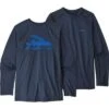 Patagonia Long-Sleeve Silkweight Rashguard Boys` -Bob's Sports Chalet 35856 FLYING FISHNEW NAVY m