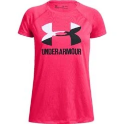 Under Armour Big Logo Short Sleeve T-Shirt Girls' 9 Under Armour Big Logo Short Sleeve T-Shirt Girls' -Bob's Sports Chalet 38162 PTA PINKWHITEBLACK m