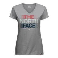 The North Face Short-Sleeve USA Tri-Blend V-Neck Tee Women's -Bob's Sports Chalet 8111 TNF LIGHT GREY HTHR m