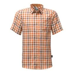 The North Face Short-Sleeve Getaway Shirt Men's -Bob's Sports Chalet 8262 TIBETAN ORANGE PLAID m