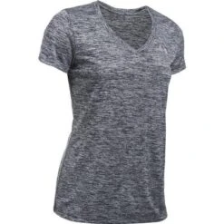 Under Armour Tech Twist V-Neck Shirt Women's 8 Under Armour Tech Twist V-Neck Shirt Women's -Bob's Sports Chalet 8373 BLACKMETALLIC SILVR m