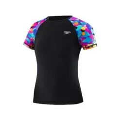Speedo Printed Sleeve Rashguard Girls' -Bob's Sports Chalet 8835 NEW BLACK m