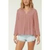ONeill O'Neill Mara Long Sleeve Woven Top Women's 1 ONeill O'Neill Mara Long Sleeve Woven Top Women's -Bob's Sports Chalet 89791 DUSTY MAUVE m