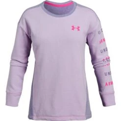 Under Armour Rival Terry Crew Girls' -Bob's Sports Chalet 90070 PURPLE ACEMOJO PINK m