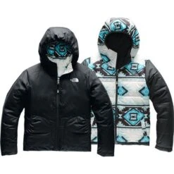 The North Face Reversible Perrito Jacket Girls' -Bob's Sports Chalet 91377 TNF BLACK m