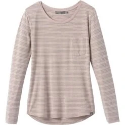 Prana Foundation Long Sleeve Crew Neck Top Women's -Bob's Sports Chalet 91660 SPARROW HEATHER STRP m