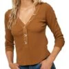 Oneill Riell Ribbed Long Sleeve Knit Top Women's -Bob's Sports Chalet 92989 GOLD COAST m