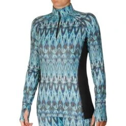 Hot Chillys Micro Elite Chamois Print Zip-T Baselayer Top Women's -Bob's Sports Chalet 94475 ICY PEAKSBLACK m