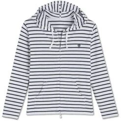 Coolibar Seaside Hoodie UPF 50Plus Women's -Bob's Sports Chalet 95424 WHITENAVY STRIPE m