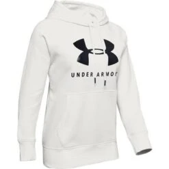 Under Armour Rival Fleece Sportstyle Graphic Hoodie Women's -Bob's Sports Chalet 95589 ONYX WHITEBLACK m