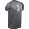 Under Armour Tech Split Logo Hybrid Short Sleeve Crew T-Shirt Boys' -Bob's Sports Chalet 95636 BLACKWHITE m