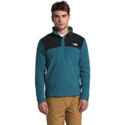 The North Face TKA Glacier Snap-Neck Pullover Fleece Top Men's -Bob's Sports Chalet 96616 MALLRDBLTNFBLK m