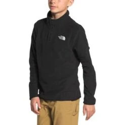 The North Face Glacier 1/4 Snap Pullover Fleece Top Kids' 7 The North Face Glacier 1/4 Snap Pullover Fleece Top Kids' -Bob's Sports Chalet 96746 TNF BLACK m