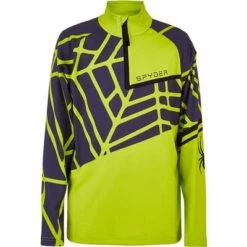 Spyder Hideout Zip T-Neck Top Boys' -Bob's Sports Chalet 98110 SHARP LIME m