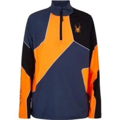 Spyder Divide Zip T-Neck Top Boys' -Bob's Sports Chalet 98173 EBONYBRYTE ORANGE m