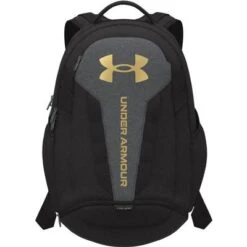 Under Armour UA Hustle 5.0 Backpack -Bob's Sports Chalet 99182 BLKBKMHMTLCGLDLSTR m