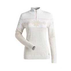 NILS Snowflake 1/4 Zip Metallic Double Knit Sweater Women's